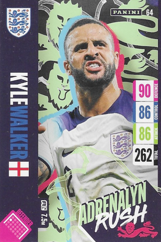 Kyle Walker Adrenalyn Rush Card No 64 - Adrenalyn XL England Tournament Edition by Panini