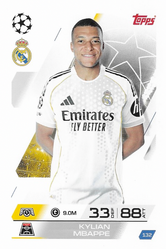 Kylian Mbappe Base Card #132 - Topps MATCH ATTAX 25/26 (2025/2026) Real Madrid