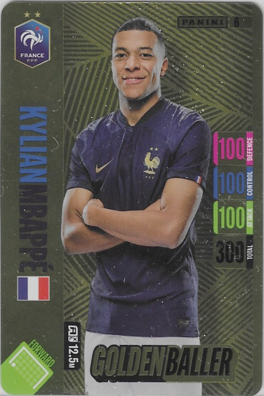 Kylian Mbappe Golden Baller Card - Adrenalyn XL 2024 England Tournament Edition No 6