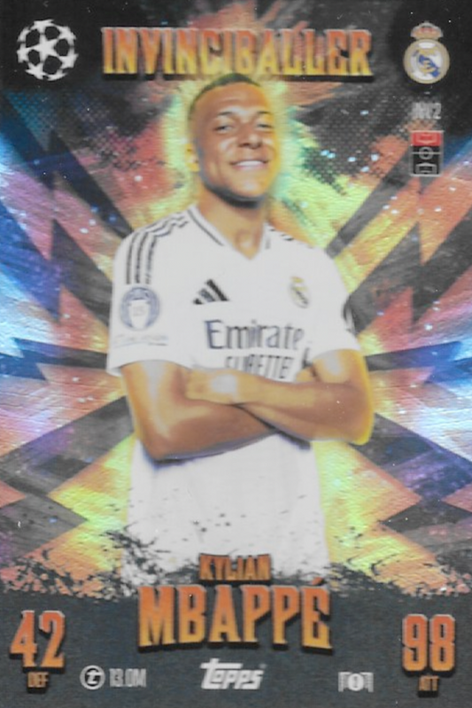 Kylian Mbappe Invinciballer Card #INV2 - Match Attax Extra 24/25 Graded MGC 9