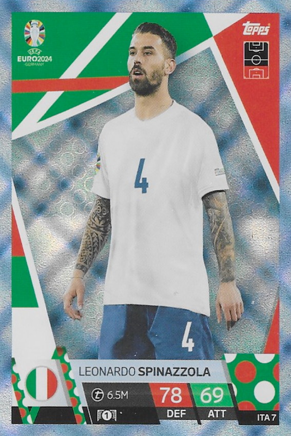 LEONARDO SPINAZZOLA Blue Crystal Parallel Card #ITA7 - Topps Match Attax Euro 2024