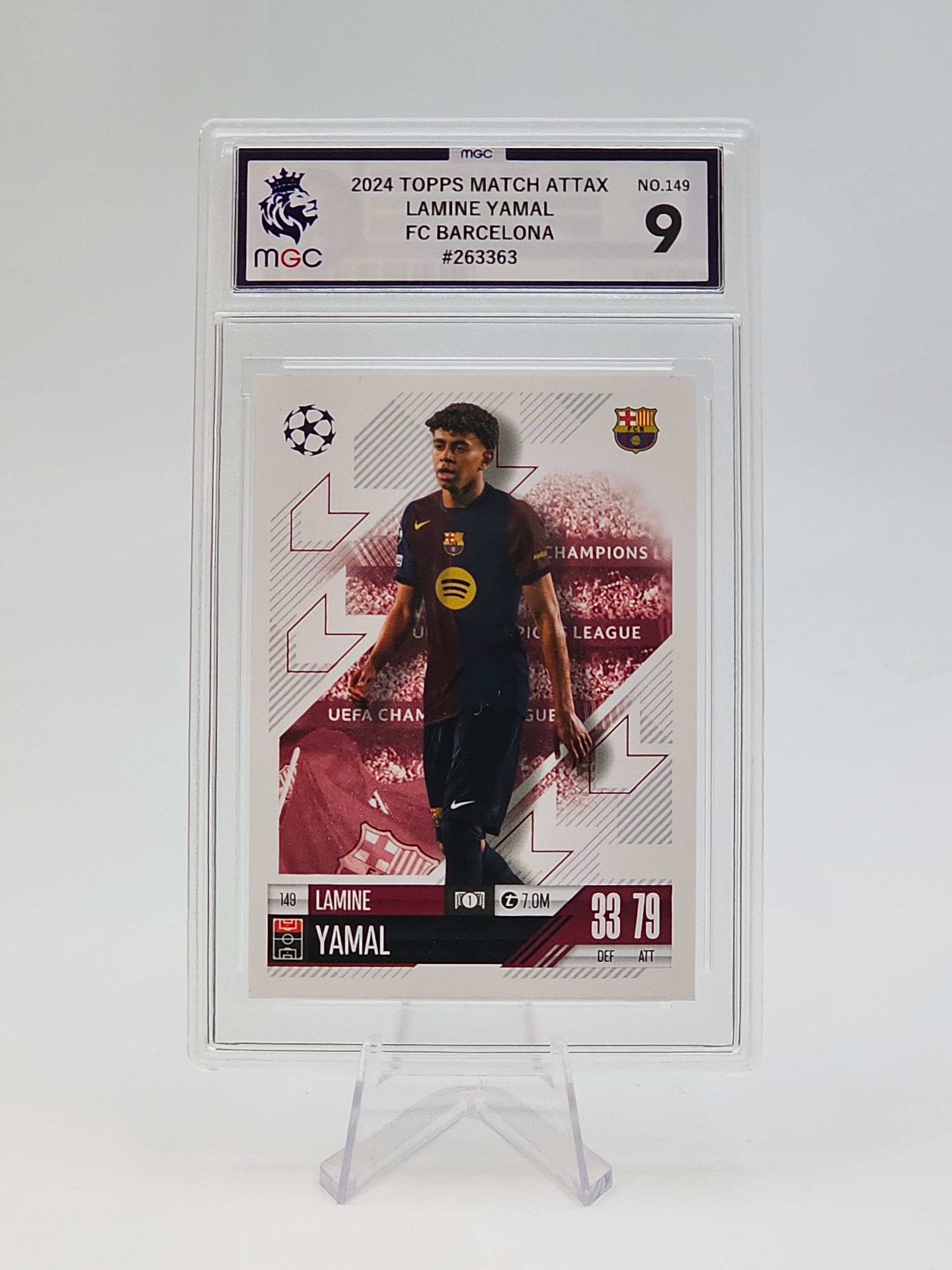 Lamine Yamal Base Card #149 - Topps MATCH ATTAX 2024/2025 - MGC 9 Graded / Slab