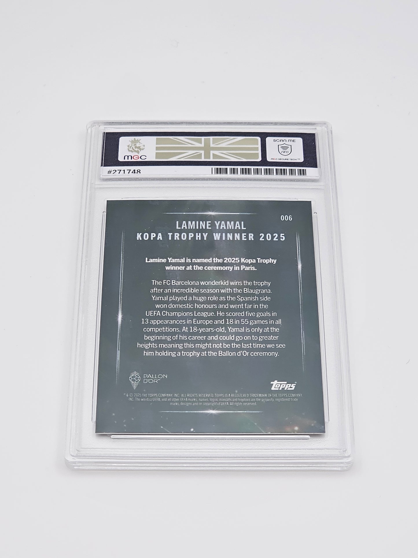 Lamine Yamal MGC 9 2025 Kopa Trophy Winner 2025 Topps Now GRADED Card #006