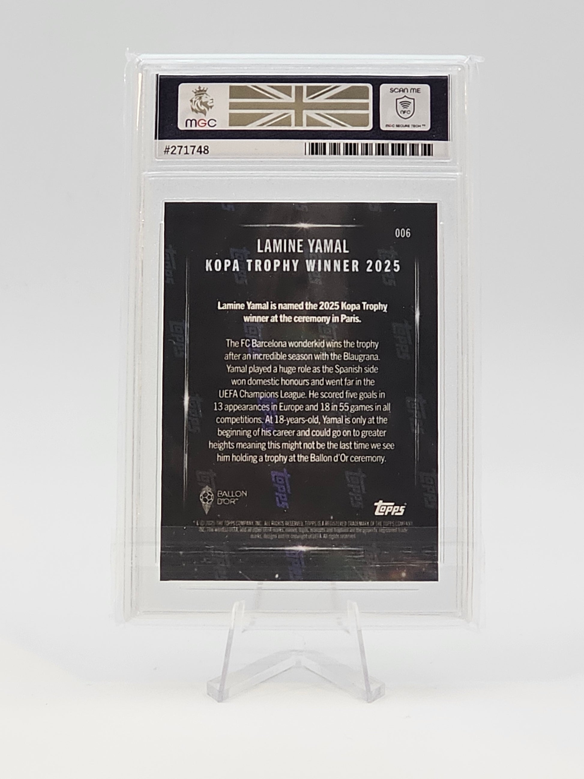 Lamine Yamal MGC 9 2025 Kopa Trophy Winner 2025 Topps Now GRADED Card #006