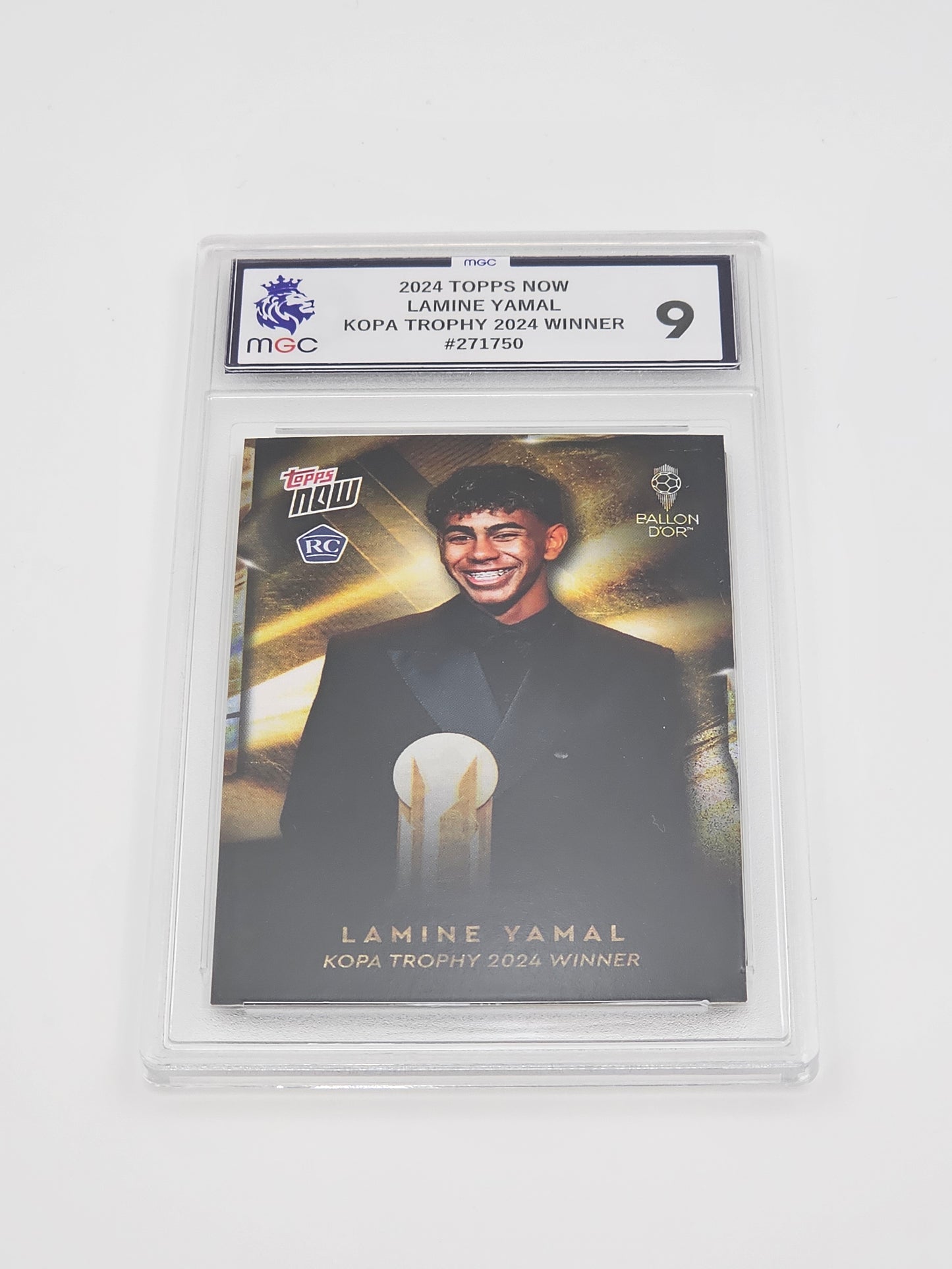 Lamine Yamal, MGC 9 Graded, Ballon d'Or Kopa Trophy, Rookie, Topps Now 2024 Card