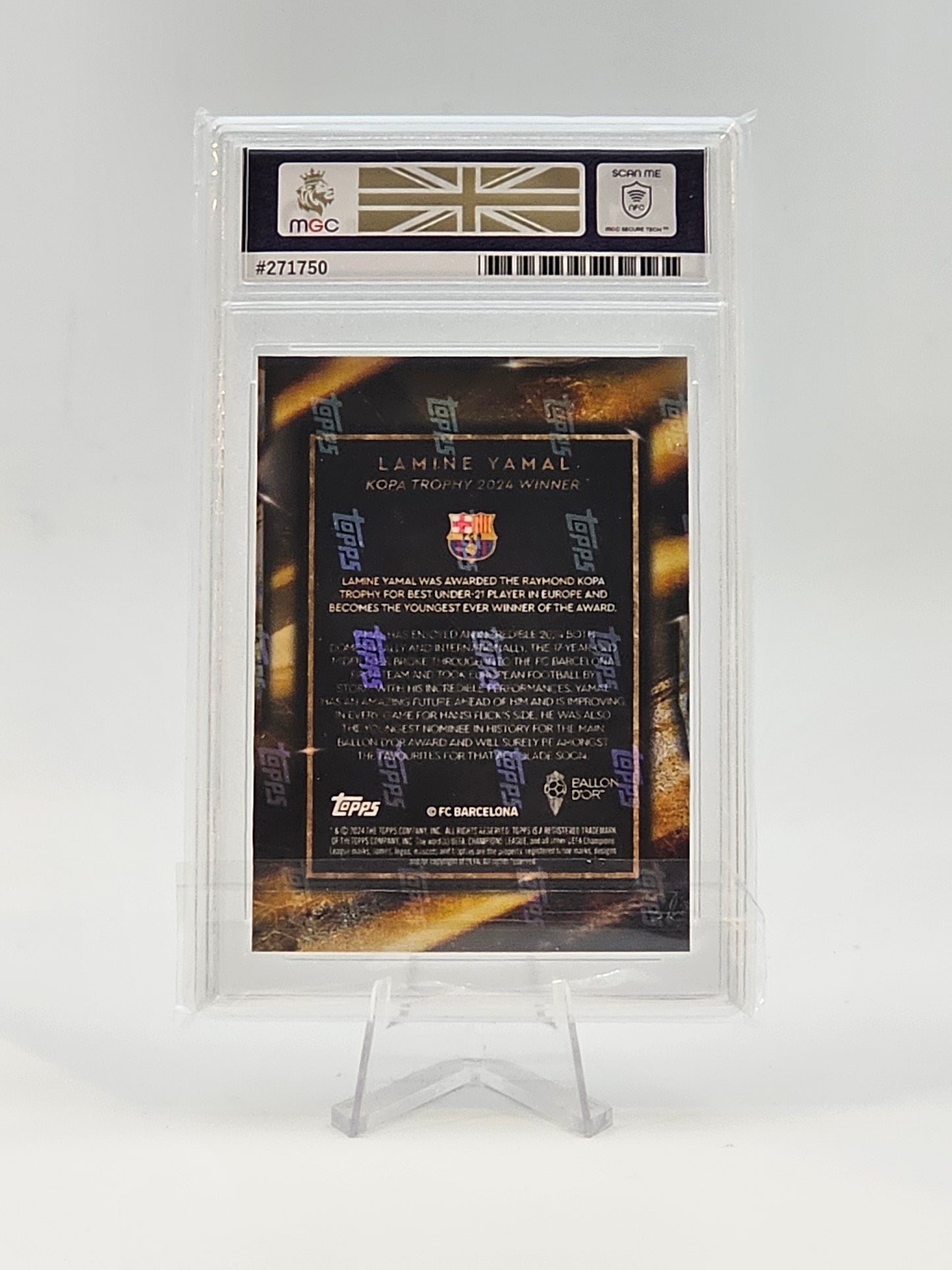 Lamine Yamal, MGC 9 Graded, Ballon d'Or Kopa Trophy, Rookie, Topps Now 2024 Card