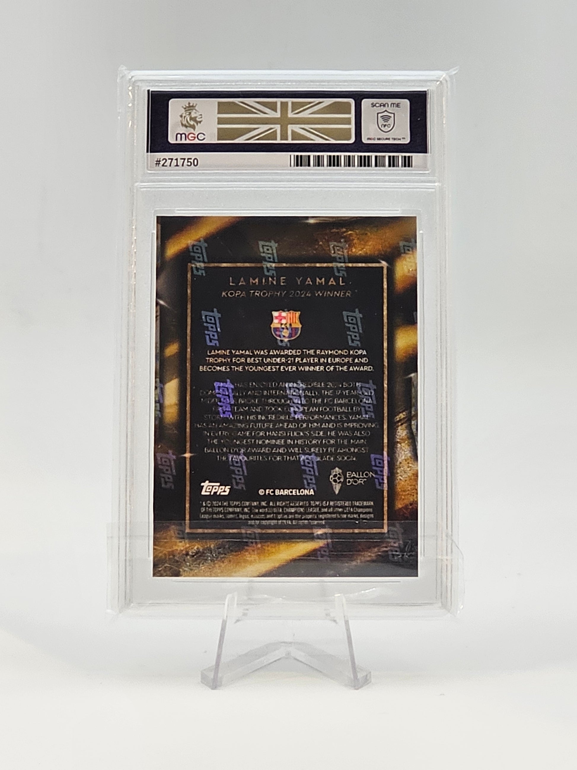 Lamine Yamal, MGC 9 Graded, Ballon d'Or Kopa Trophy, Rookie, Topps Now 2024 Card