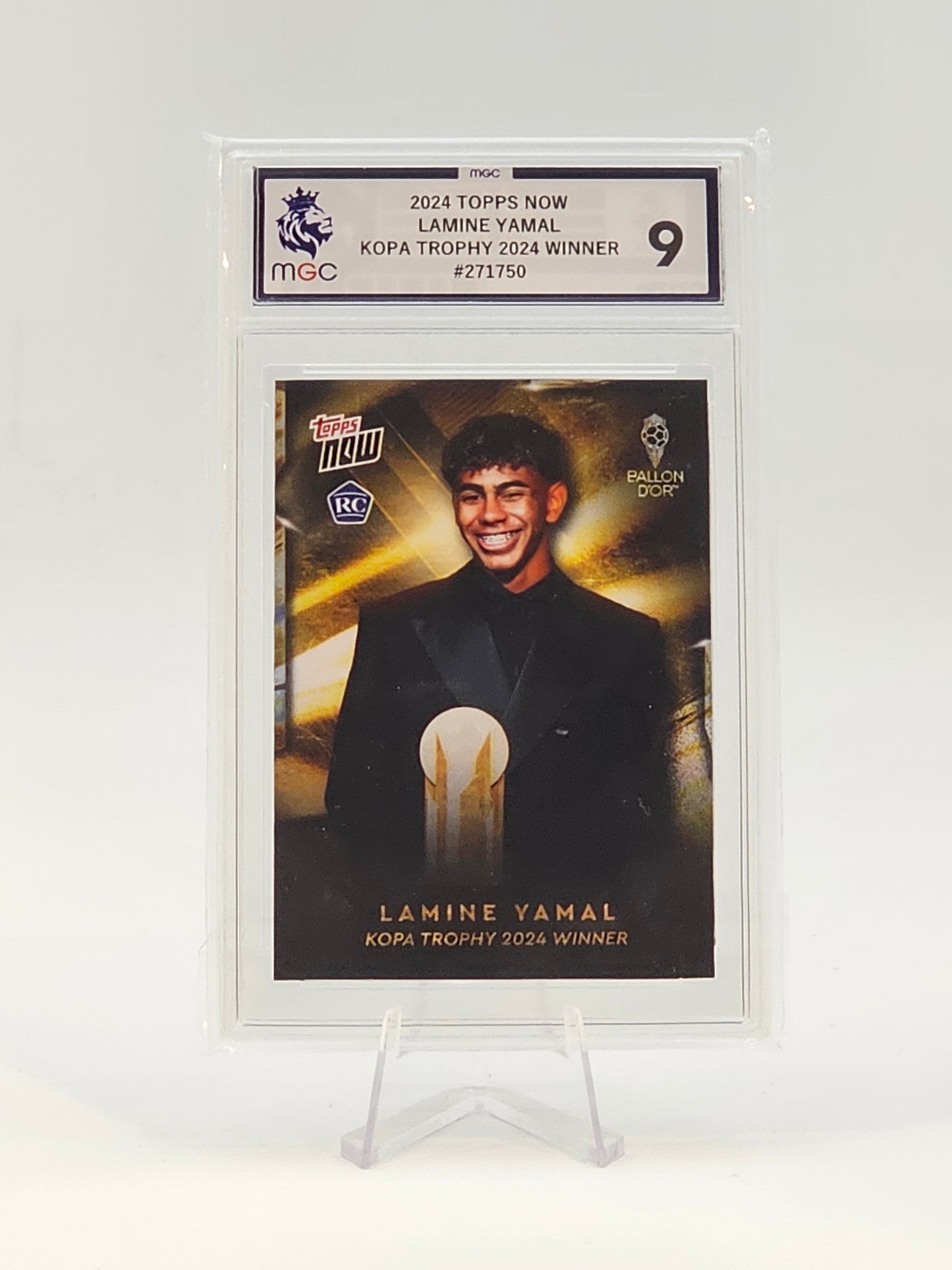 Lamine Yamal, MGC 9 Graded, Ballon d'Or Kopa Trophy, Rookie, Topps Now 2024 Card