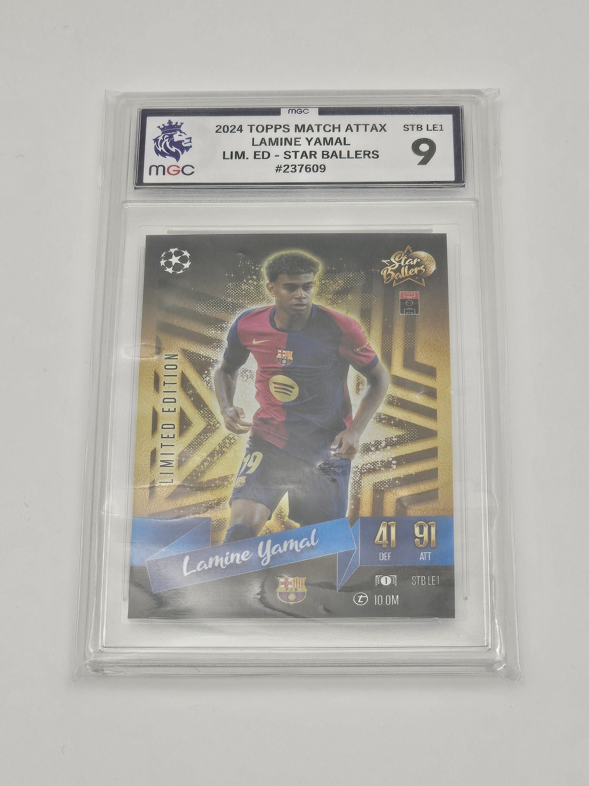 Lamine Yamal - FC Barcelona, 2024-2025 Topps Match Attax Limited Edition "Star Ballers" Card (STB LE1), MGC 9 Graded Slab