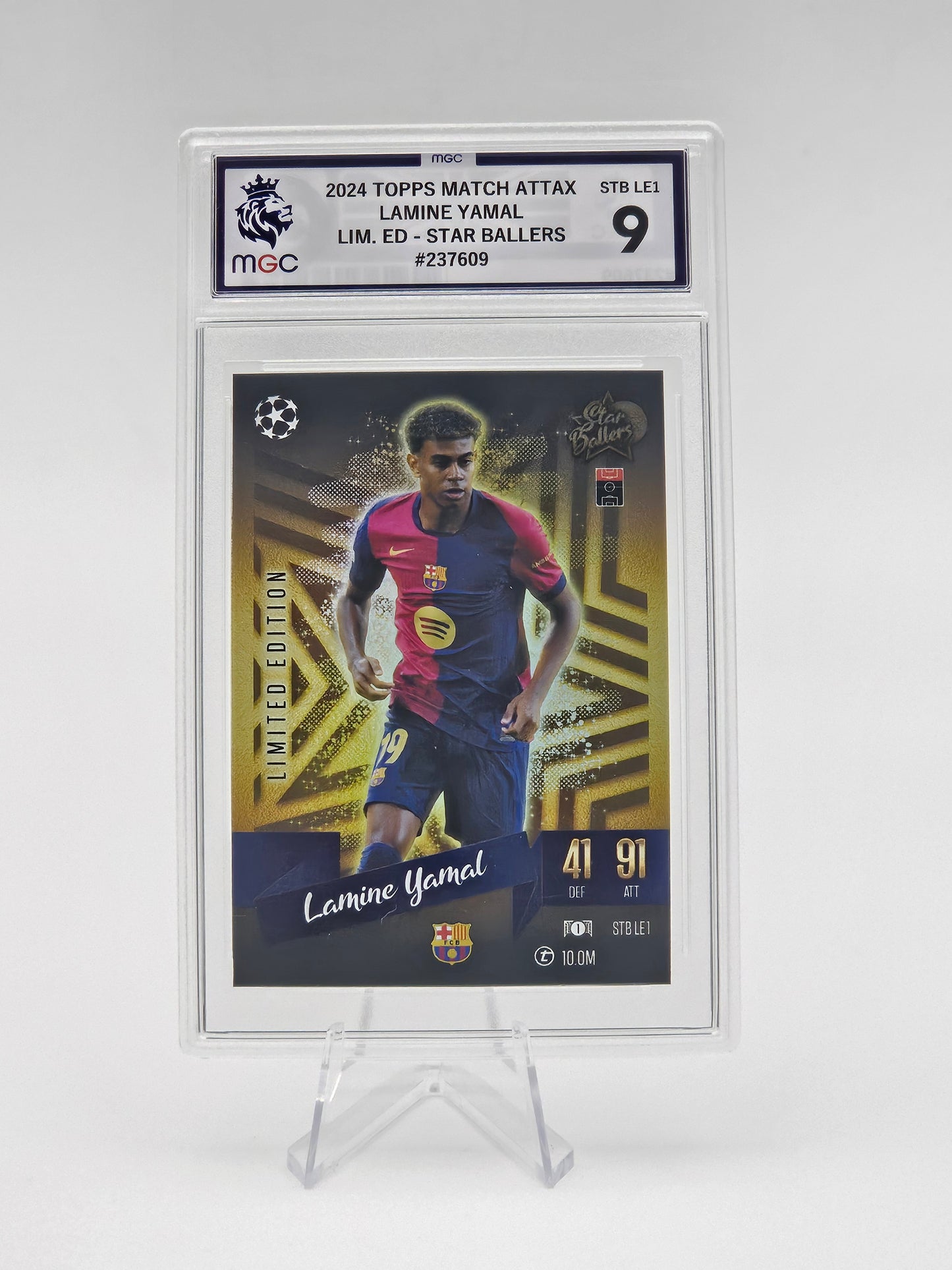 Lamine Yamal - FC Barcelona, 2024-2025 Topps Match Attax Limited Edition "Star Ballers" Card (STB LE1), MGC 9 Graded Slab