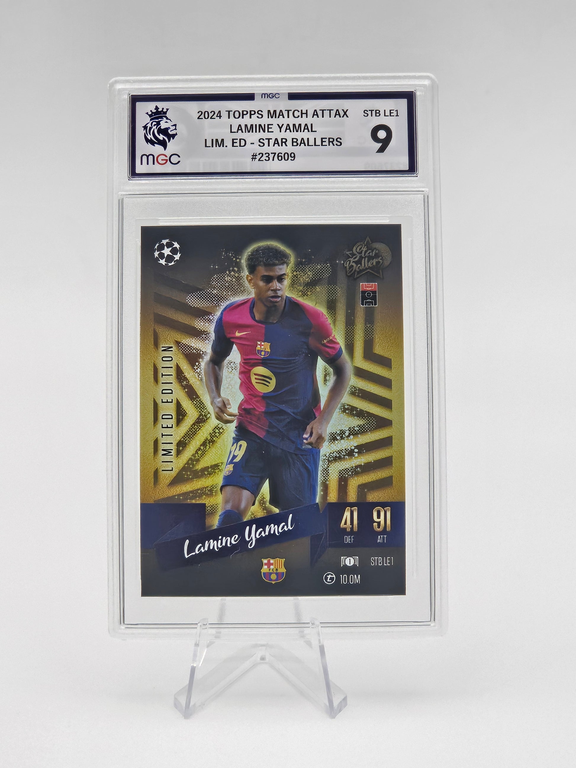 Lamine Yamal - FC Barcelona, 2024-2025 Topps Match Attax Limited Edition "Star Ballers" Card (STB LE1), MGC 9 Graded Slab