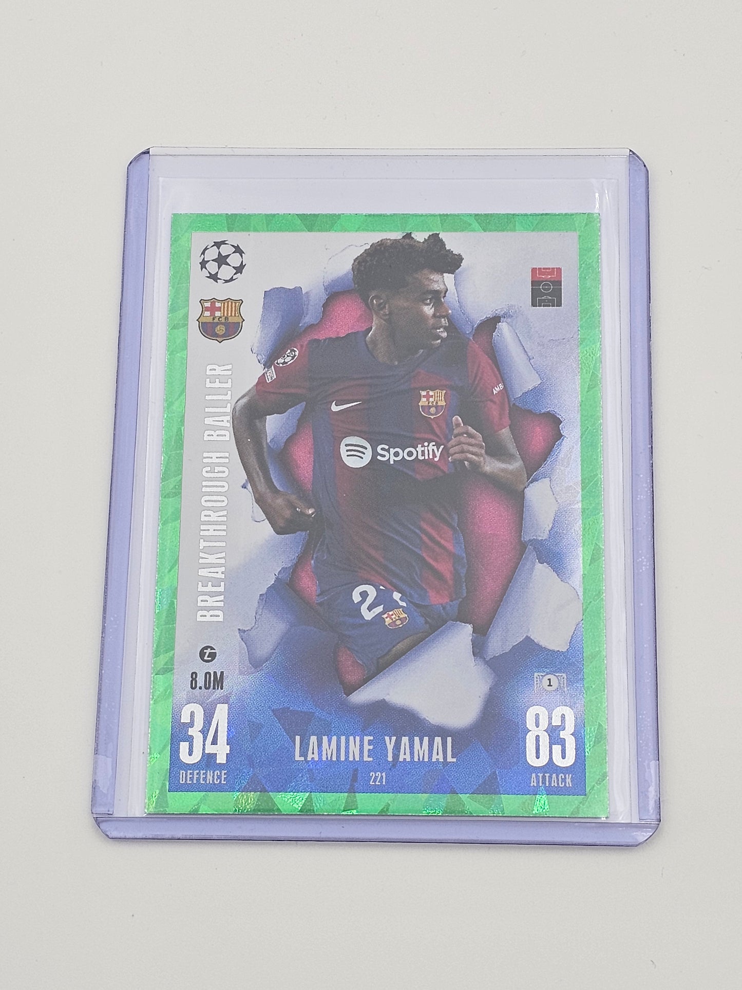 Lamine Yamal Green Emerald Breakthrough Baller Card #221 - Topps Match Attax Extra 23/24 (2023/2024) Rookie