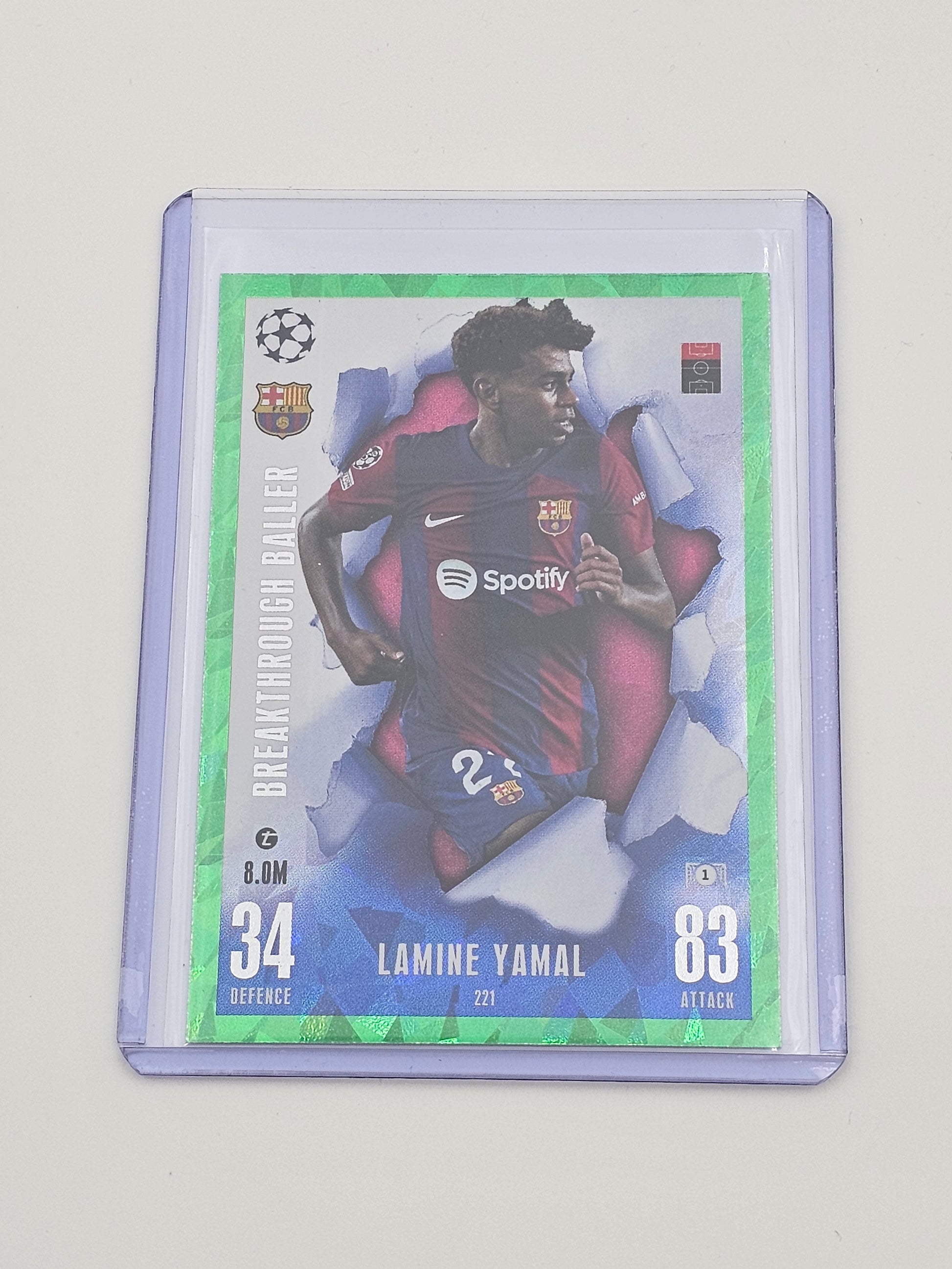 Lamine Yamal Green Emerald Breakthrough Baller Card #221 - Topps Match Attax Extra 23/24 (2023/2024) Rookie