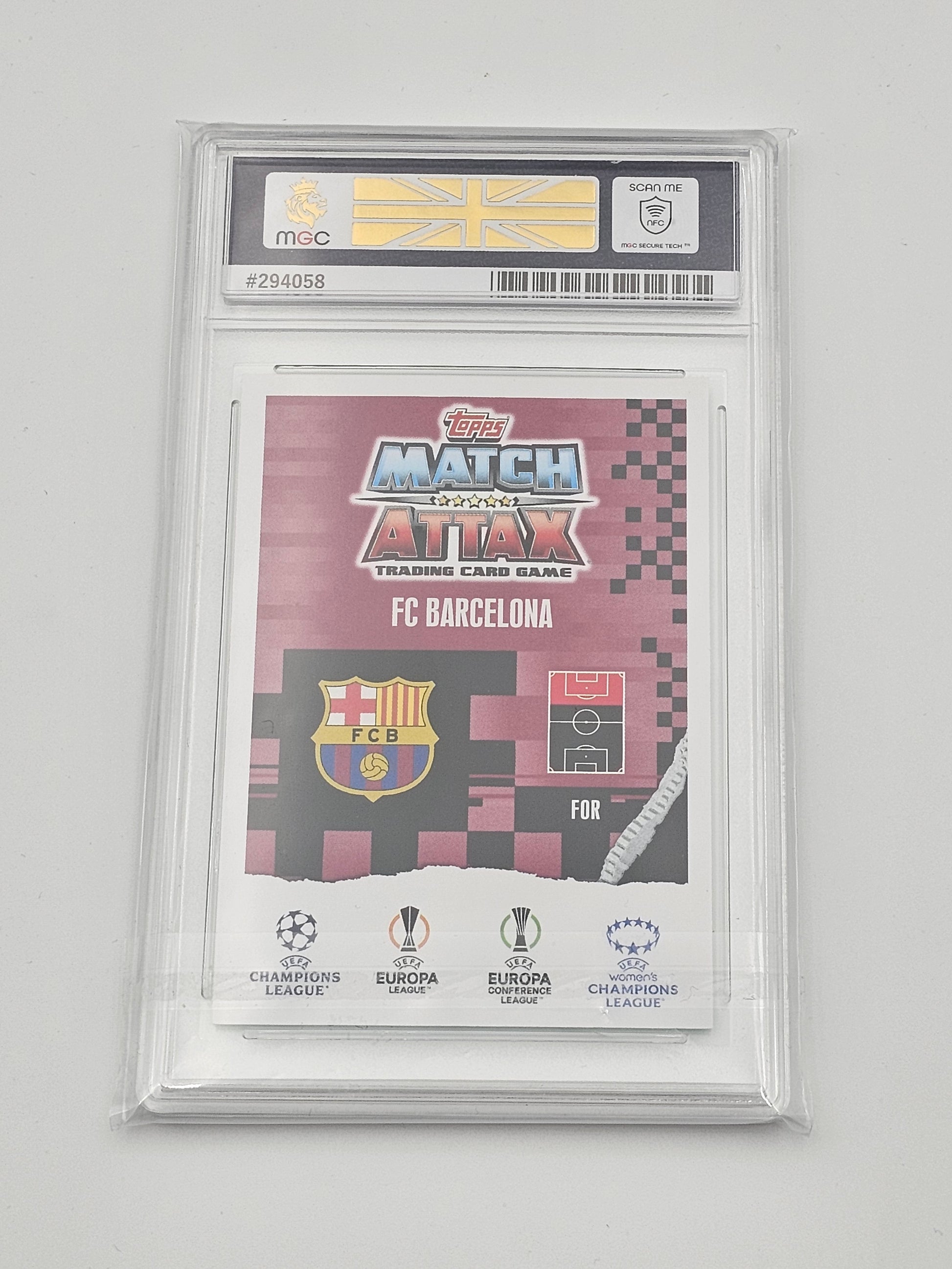 Lamine Yamal ROOKIE MGC 10 Gem Mint - Green Emerald Breakthrough Baller #221 Match Attax Extra 23/24 - back