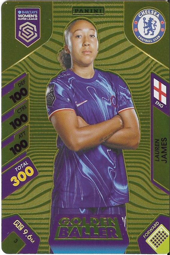 Lauren James Golden Baller #3 - Panini WSL Adrenalyn XL 2025 (Chelsea) - MINT Condition!