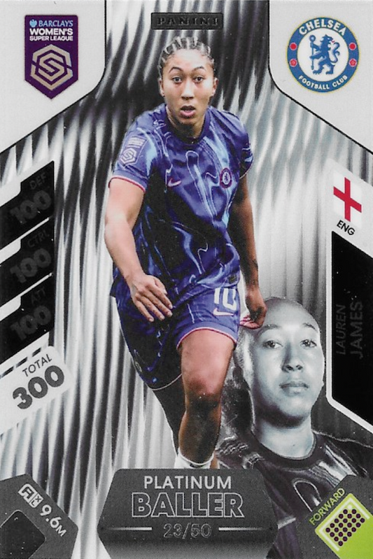 Lauren James Platinum Baller Numbered Card 23/50 - 2025 Women's Super League Adrenalyn XL By Panini