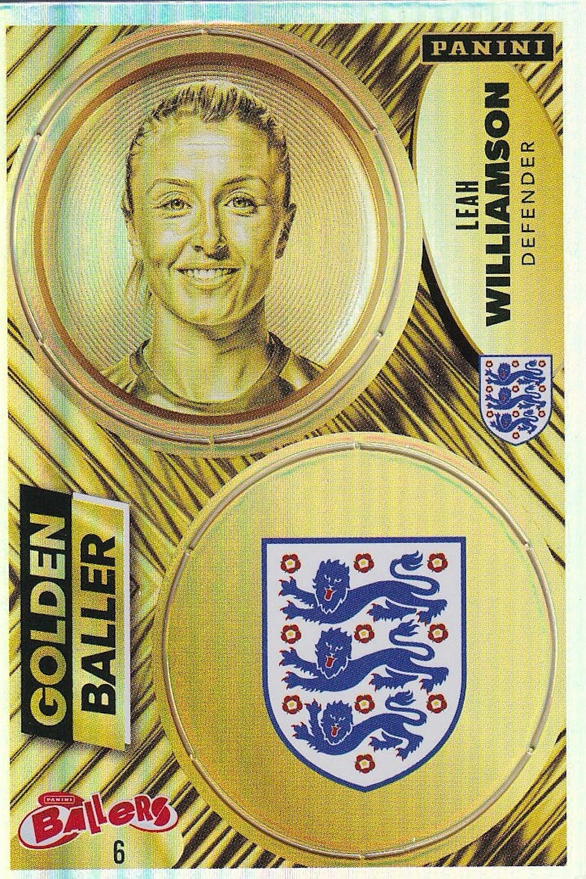 Leah Williamson Golden Baller Card #6 - Panini Ballers England Edition