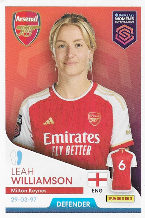 Leah Williamson Panini WSL Sticker Number 53 (Barclays Women's Super League 2024)