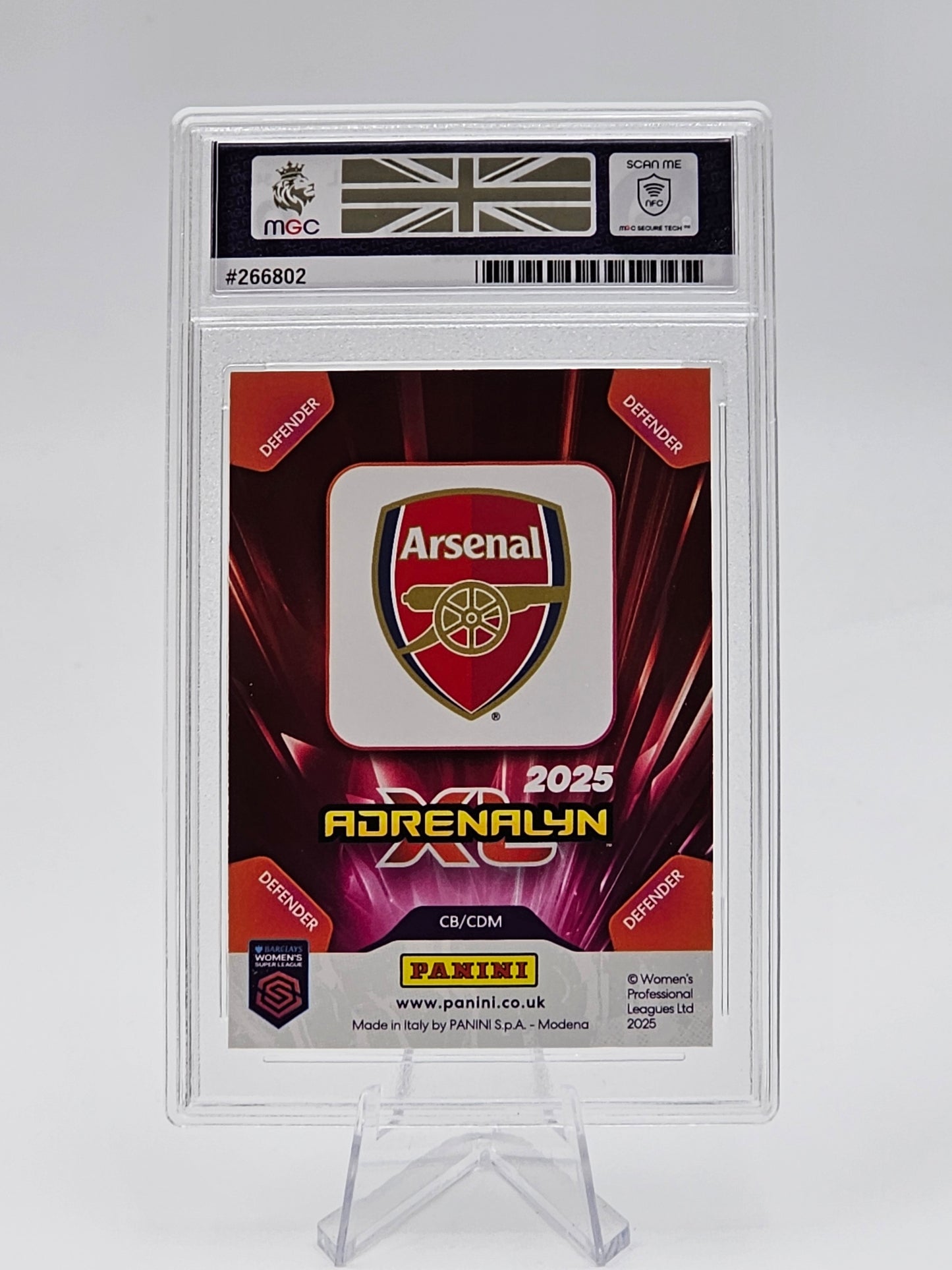 Leah Williamson MGC 9 Graded League Legend Card #343 - 2025 Panini Adrenalyn XL - Arsenal (Rear of card)