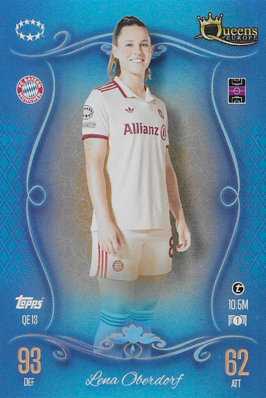 Lena Oberdorf Queens of Europe Card #QE13 - Topps Match Attax 24/25 (2024/2025) - FC Bayern Munich