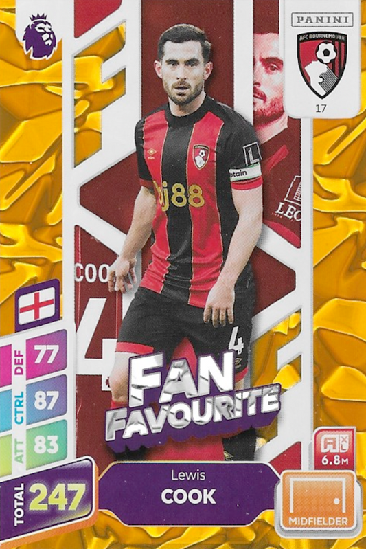 Lewis Cook Fan Favourite Orange Parallel Card #17 - Panini Adrenalyn XL PLUS 2025 Premier League (Bournemouth)
