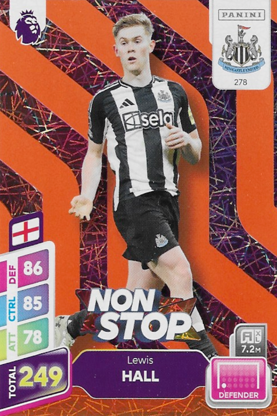 Lewis Hall Non Stop Orange Parallel Card #278 - Panini Adrenalyn XL PLUS 2025 Premier League (Fulham)