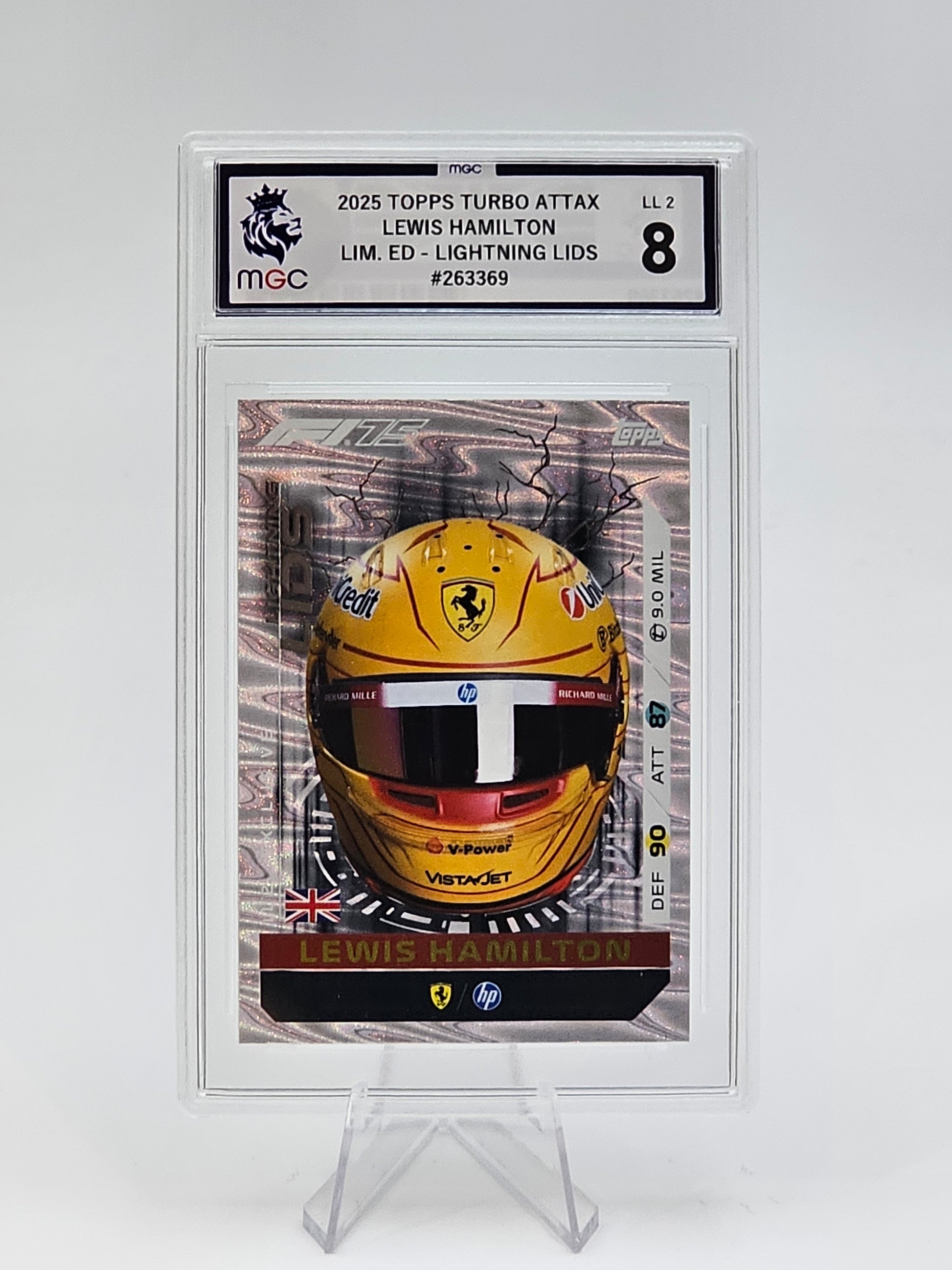 Lewis Hamilton Lightning Lids Limited Edition Card - 2025 Topps Turbo Attax MGC8 Graded