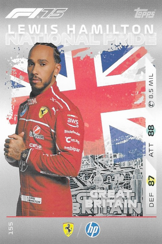 Lewis Hamilton, Topps F1 Turbo Attax 2025 Formula One, 155, National Pride Ferrari Card