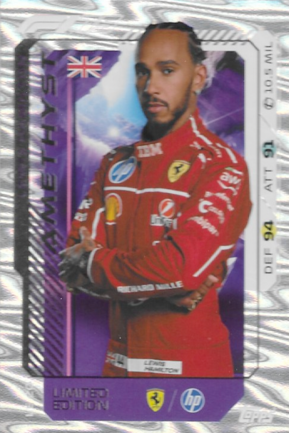 Lewis Hamilton, 2025 Topps Turbo Attax, Limited Edition Amethyst Card Graded MGC10