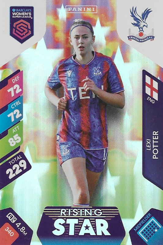 Lexi Potter Rising Star Card #340 - WSL 2025 Women's Super League - Panini Adrenalyn XL (Crystal Palace)