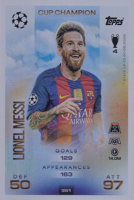 Lionel Messi Cup Champion Card #351 - Topps Match Attax 25/26 (2025/2026) MINT