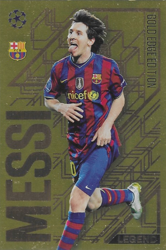 Lionel Messi Gold Edge Festive Card Number GE 10 - Topps Match Attax 2024/2025 (FC Barcelona)