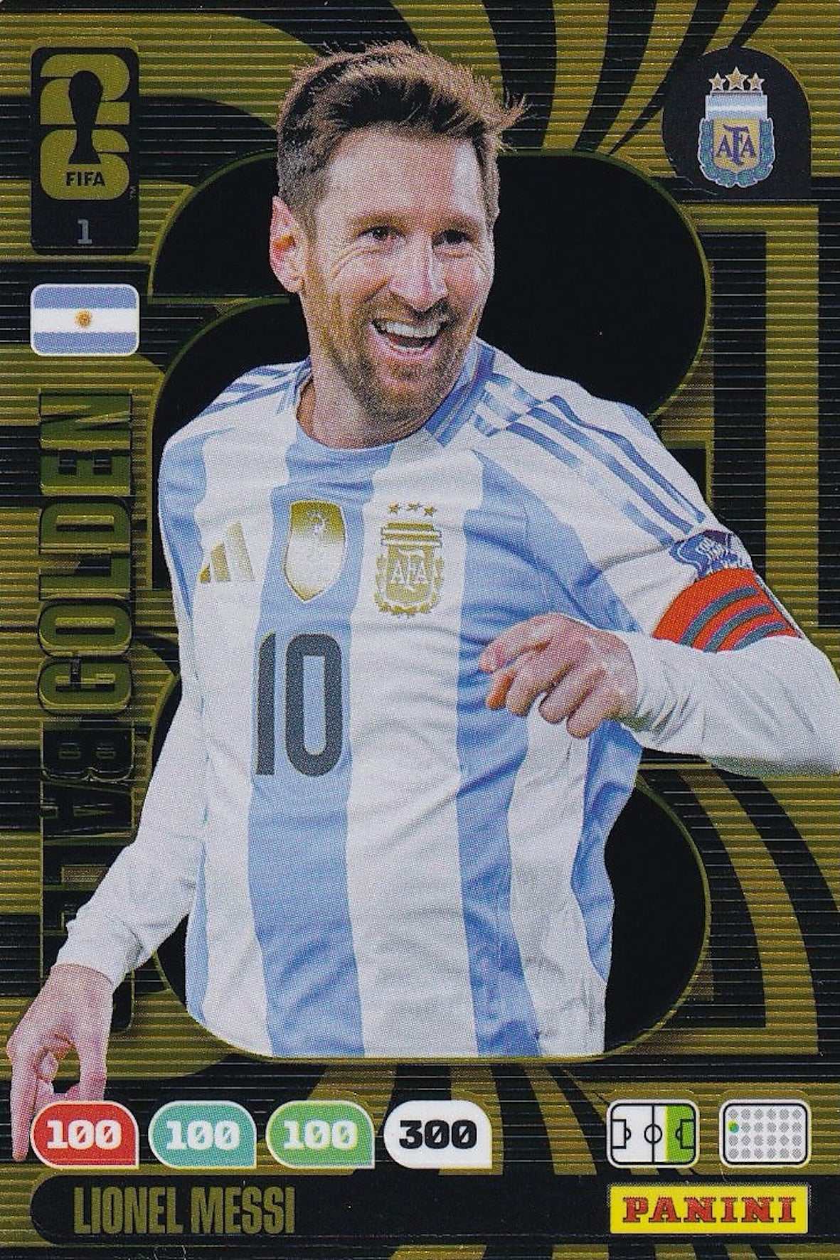 Lionel Messi Golden Baller Card #1 - FIFA World Cup 2026 - Panini Adrenalyn XL - Argentina
