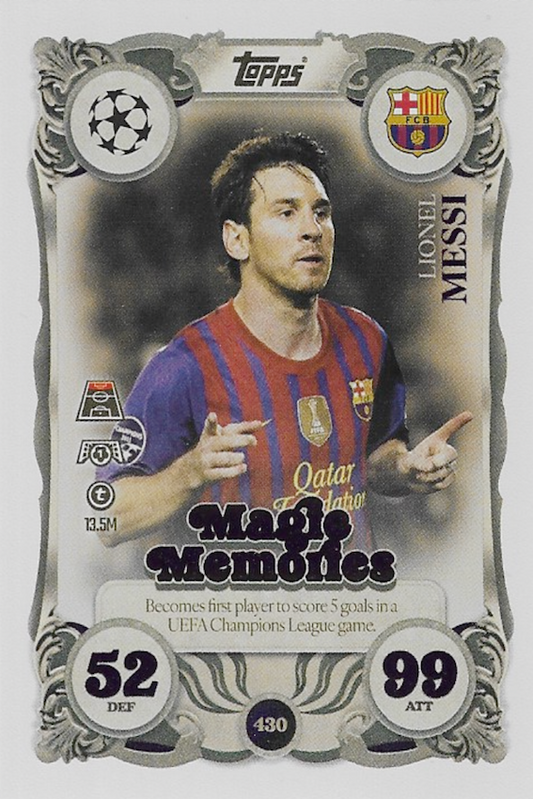 Lionel Messi Magic Memories Card #430 - Topps Match Attax 25/26 (2025/2026) - FC Barcelona