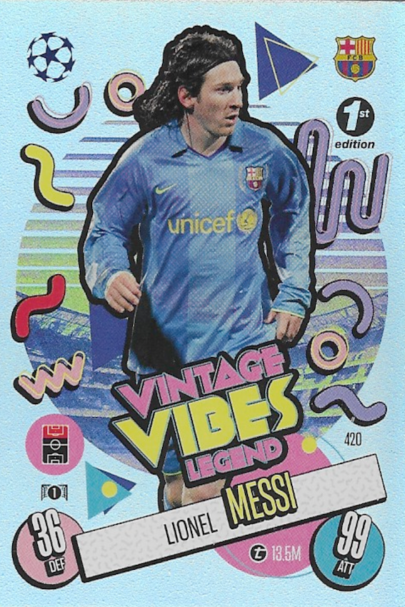 Lionel Messi Vintage Vibes Legend Card No 420 - Topps Match Attax 2024/25 1st Edition