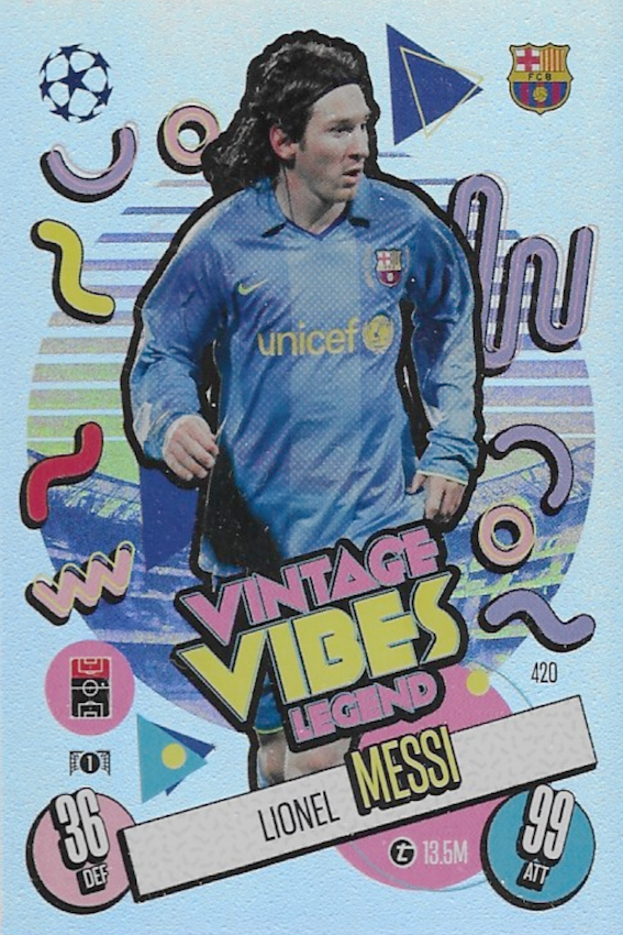 Lionel Messi Vintage Vibes Legend Card #420 - Topps Match Attax 2024/25