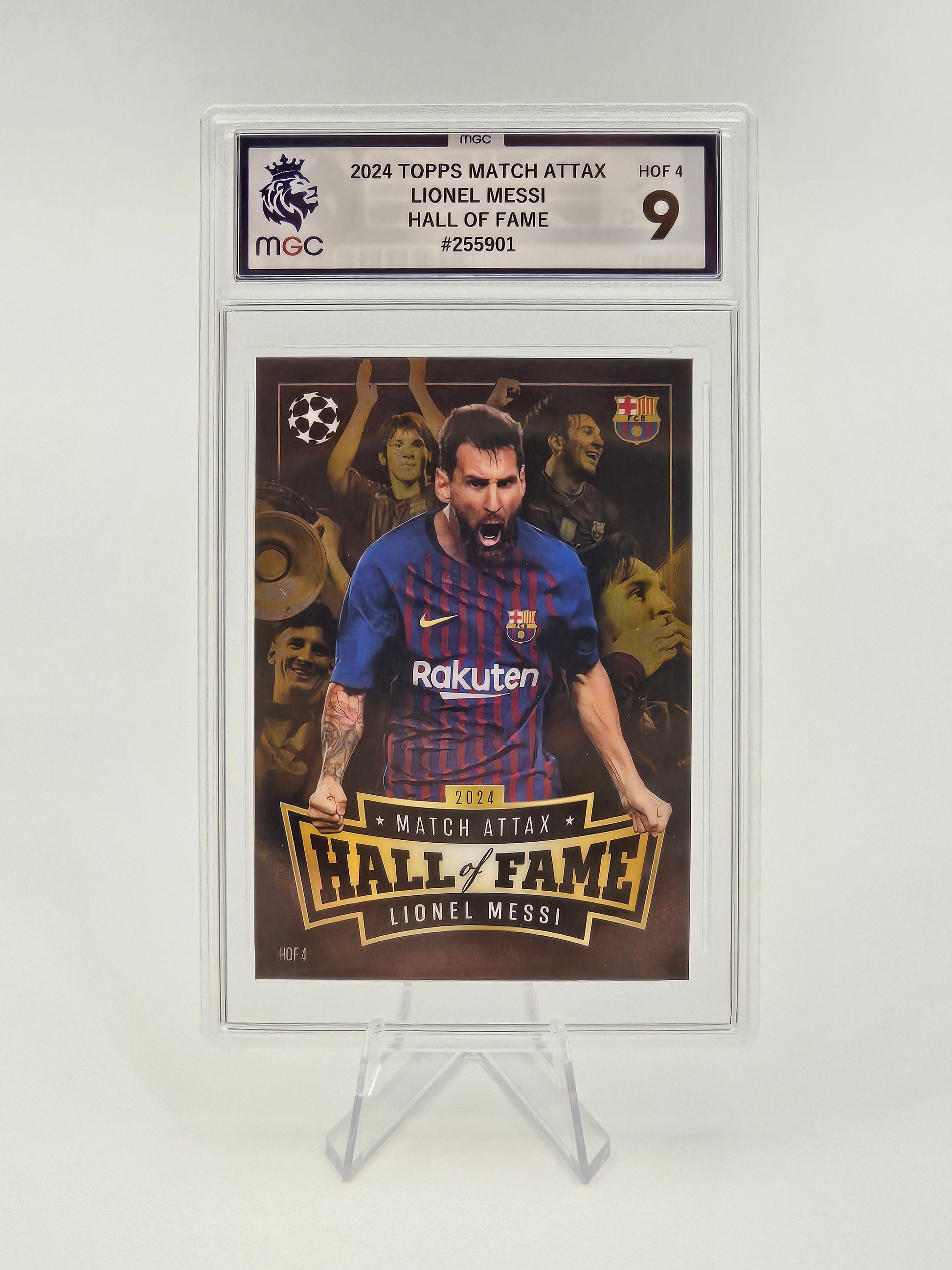 Graded Lionel Messi Hall of Fame Card HOF 4 MGC 9, Topps Match Attax 24/25 (2024/2025)