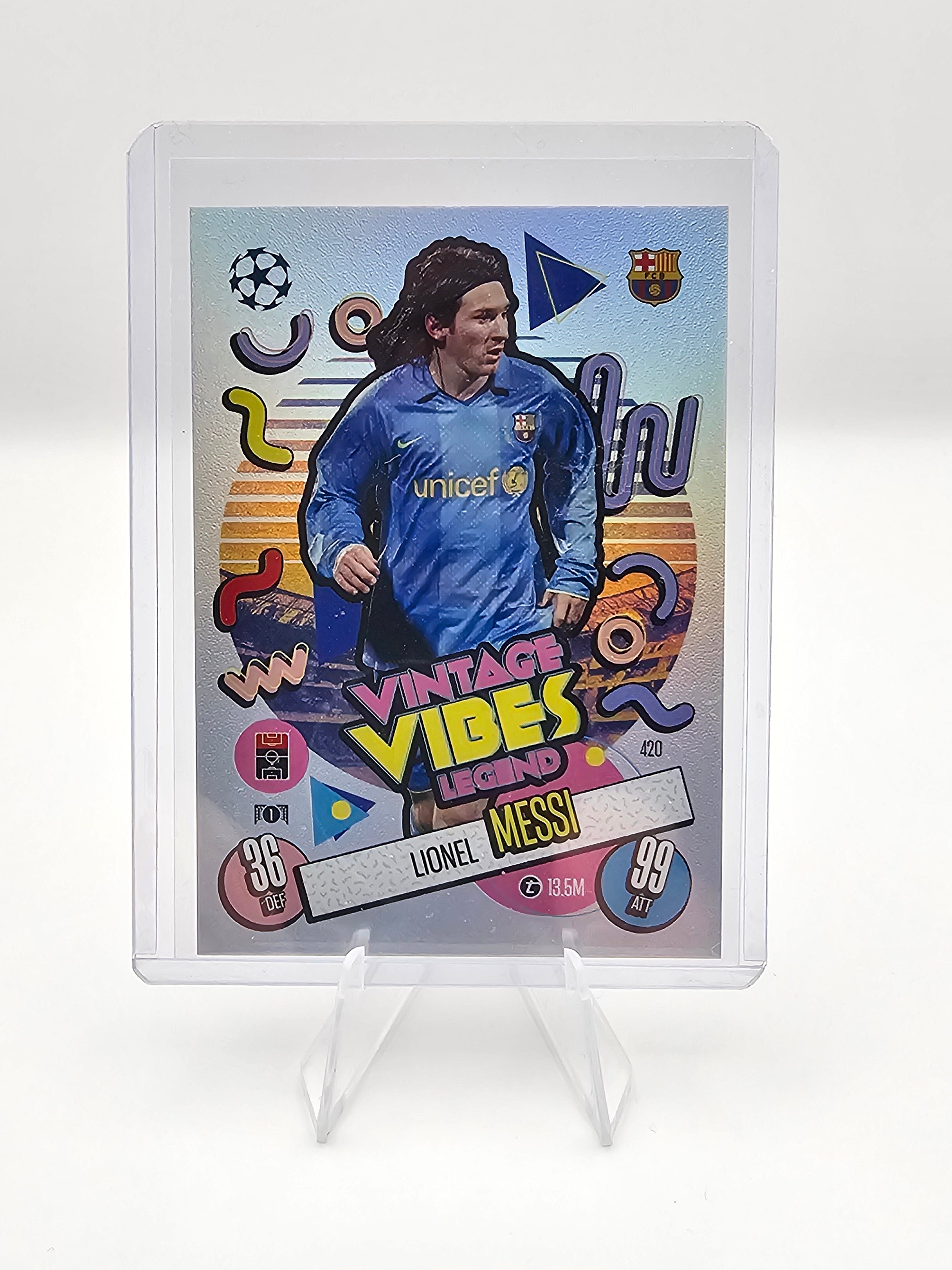 Lionel Messi Vintage Vibes Legend Card #420 - Topps Match Attax