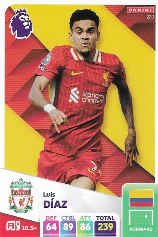 Luis Diaz Base Card #220 - Adrenalyn XL 2025 Panini Premier League (Liverpool)