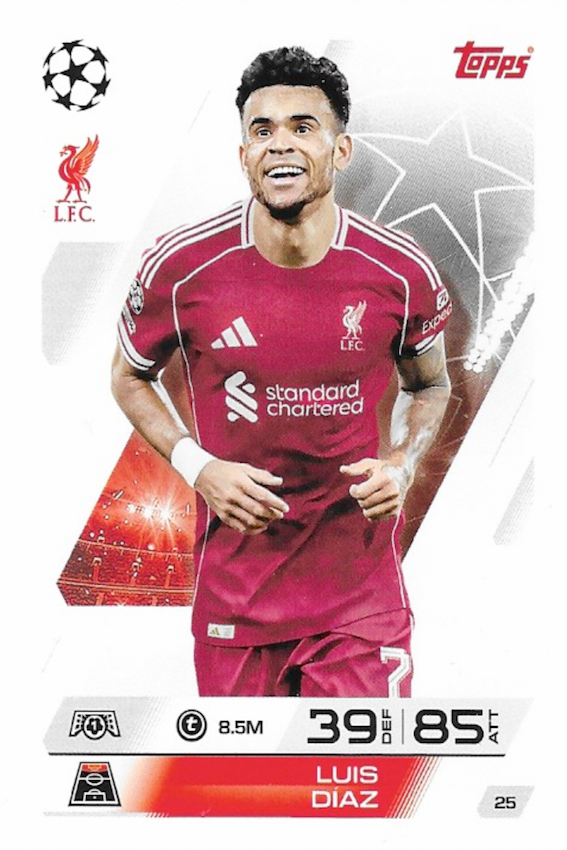 Luis Diaz Base Card #25 - Topps Match Attax 25/26 (2025/2026) Liverpool FC