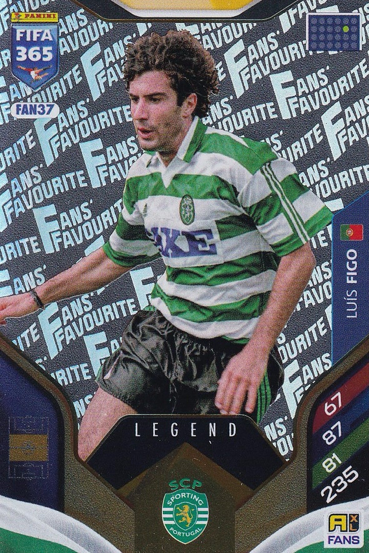 Luis Figo Legend Fans Favourite Football Card #FAN37 - Panini Adrenalyn XL FIFA 365 2026