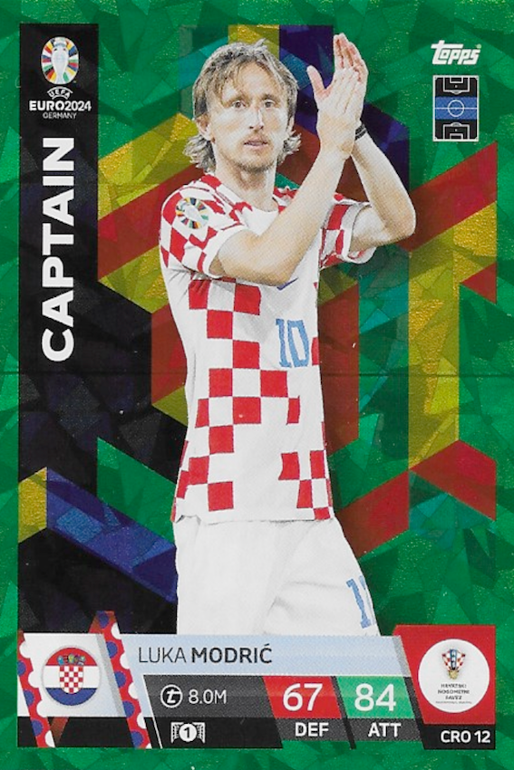 Luka Modric Green Emerald Captain Card #CRO12 - Topps Match Attax Euro 2024 (Croatia)