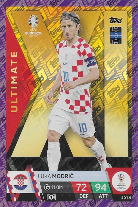 Luka Modric Purple U XI 6 Ultimate Card - Topps Match Attax Euro 2024