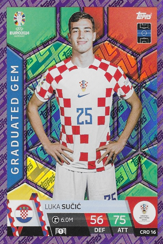 Luka Sucic Graduated Gam Card No CRO 16 - Topps Match Attax Euro 2024