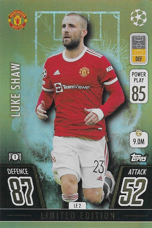 Luke Shaw Limited Edition LE2 Gold Card - Topps Match Attax Extra 2021/22  (Man United)