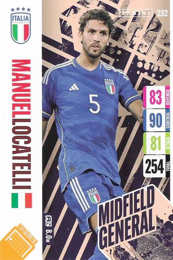 Manuel Locatelli Midfield General Card Number 232 - Adrenalyn XL England 2024 Tournament Edition