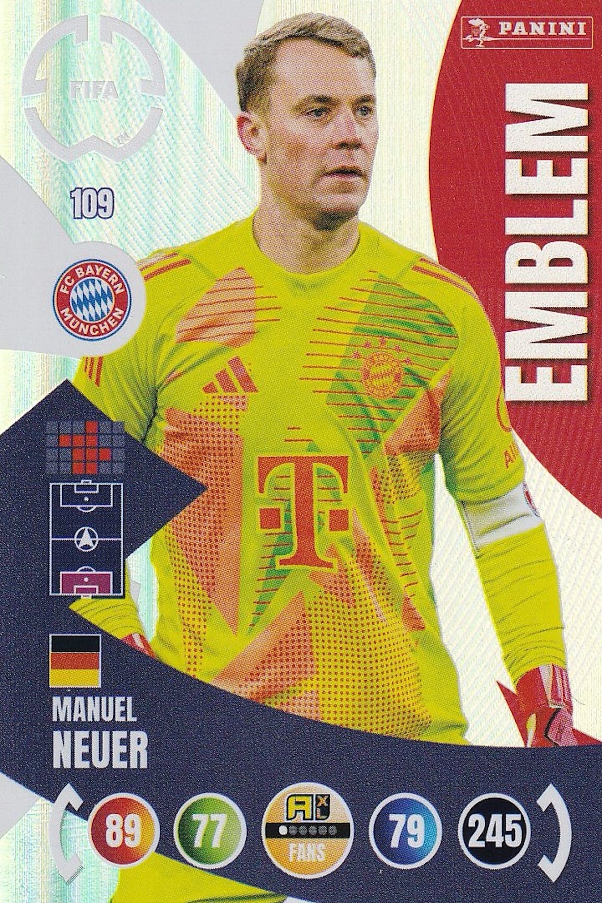 Manuel Neuer Emblem Card #109 - Panini Adrenalyn XL Club World Cup 25 (2025) Bayern Munich, Keeper