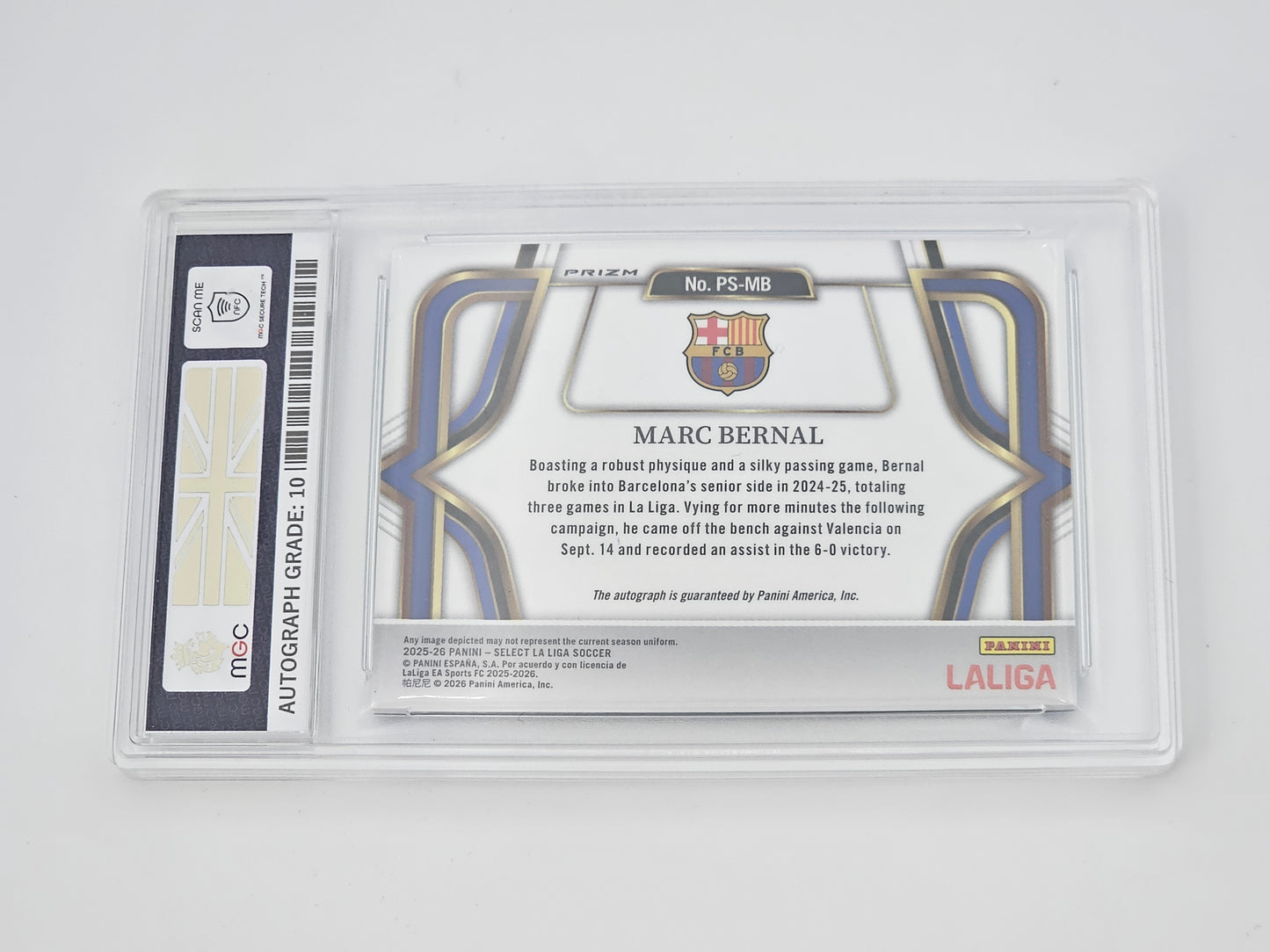 Marc Bernal Peacock Auto Rookie Card - FC Barcelona 2025-26 Panini Select - MGC 9 Graded