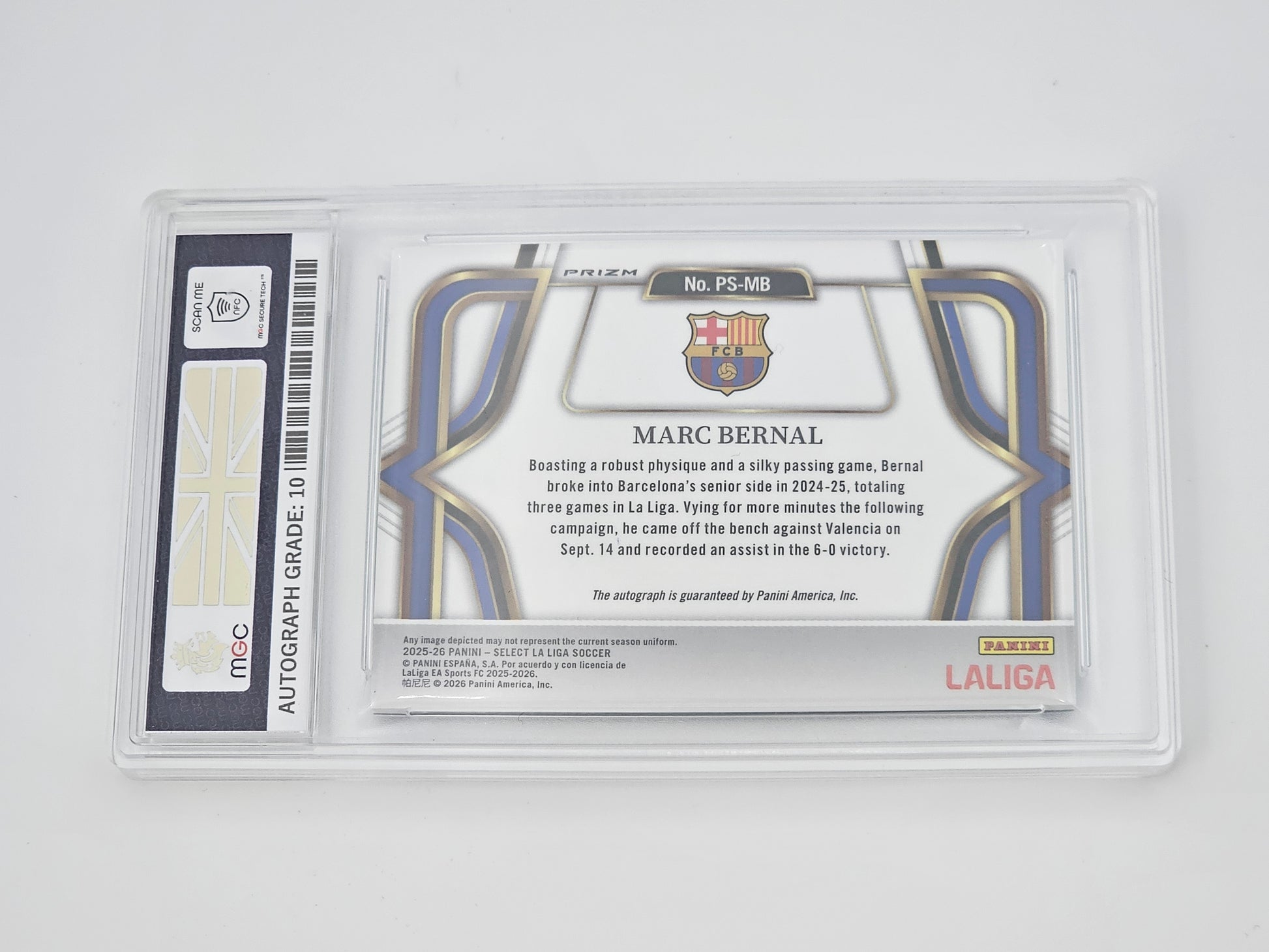 Marc Bernal Peacock Auto Rookie Card - FC Barcelona 2025-26 Panini Select - MGC 9 Graded