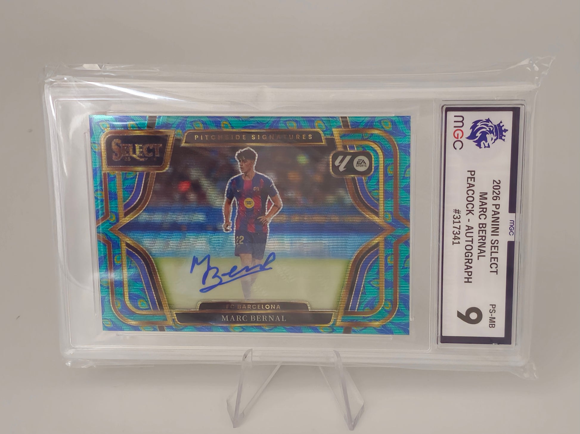 Marc Bernal Peacock Auto Rookie Card - FC Barcelona 2025-26 Panini Select - MGC 9 Graded